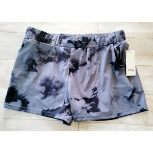 KCutteyG XL Women's‎ Black Gray Spatter Shorts Pull On Drawstring Stretch NWT
